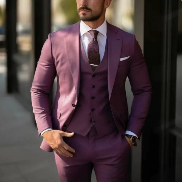 Brand Classic Men Suit 3 Pieces Fashion Slim Fit Blazer Vest