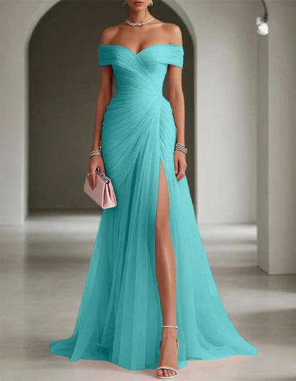 Evening Dress Cross-Border Off-Shoulder European And American Style Womens Dress