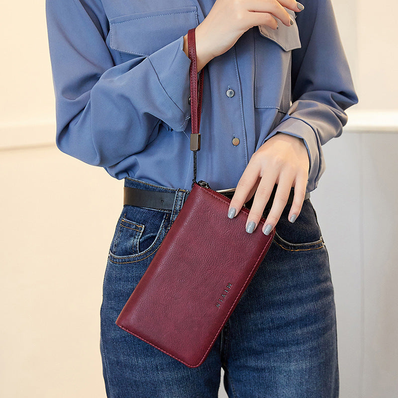 Anti-theft Swiping Retro Oil Wax Skin Large-capacity Handbag