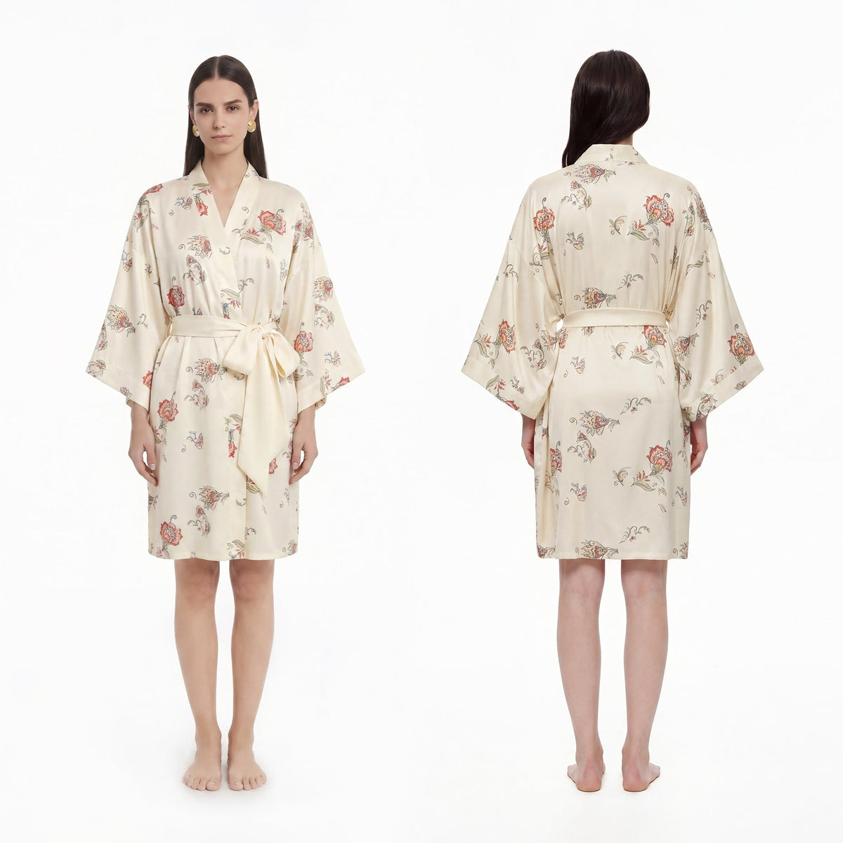 Printed Bathrobe Pajamas Womens Loungewear Nightgown