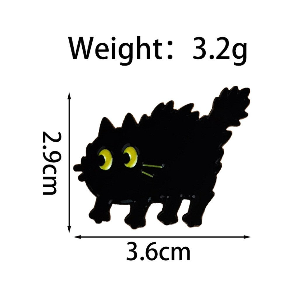 Black Catstyle Brooch, Versatile And Niche, Made Of Alloy For Clothing