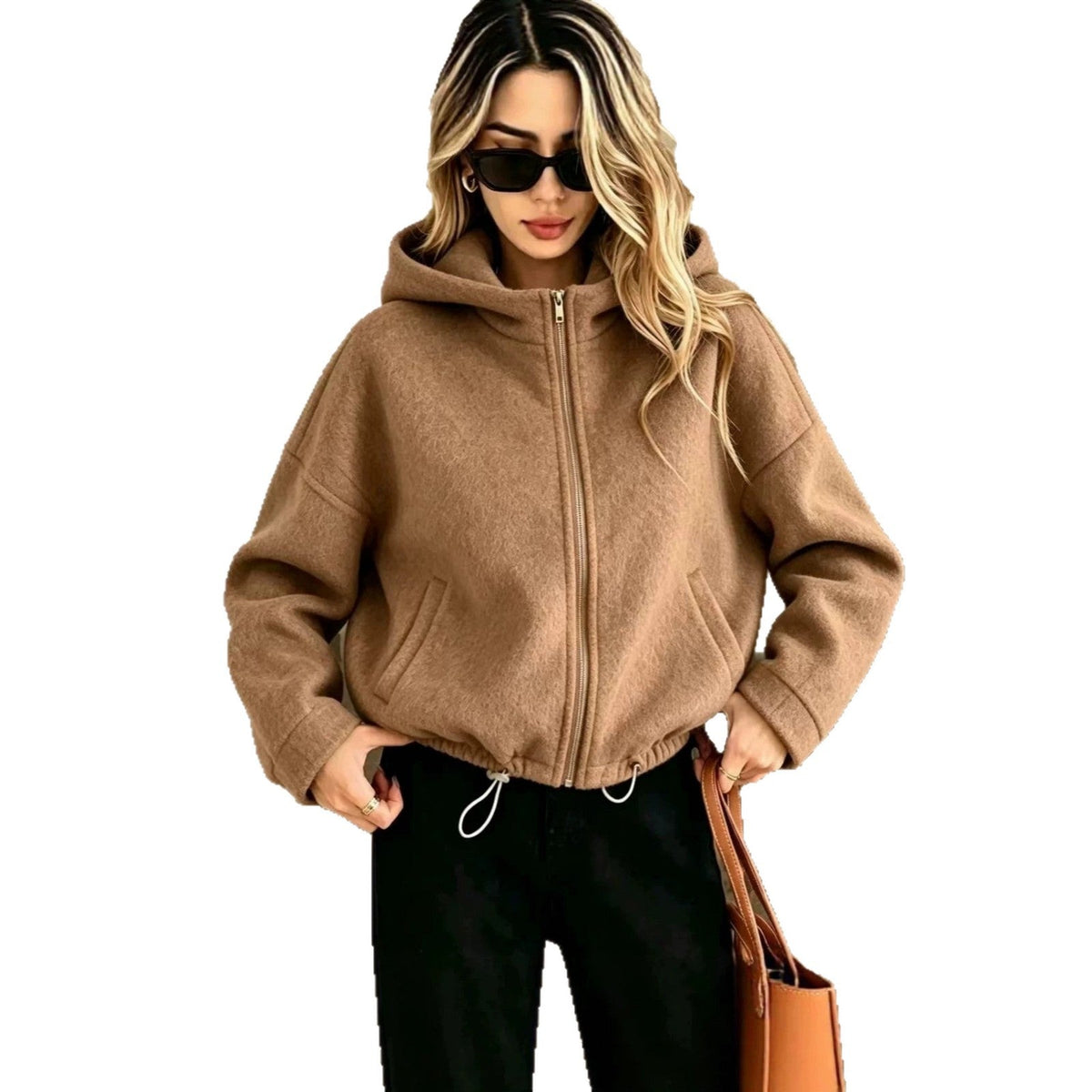 Short Hooded Wool Coat