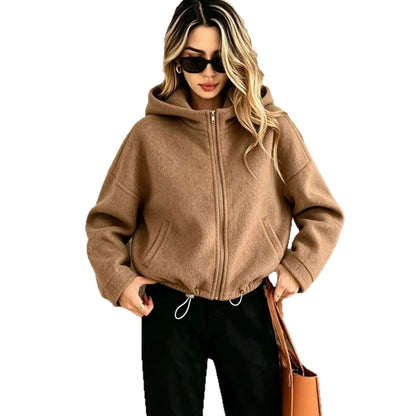 Short Hooded Wool Coat
