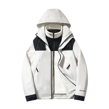 Three-in-one Outdoor Keep Warm Couple Color Matching Shell Jacket