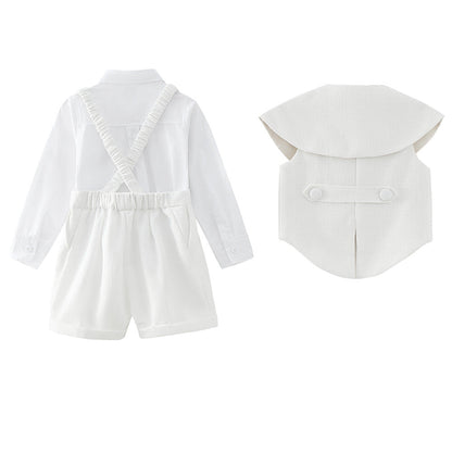 Casual White Children Vest Suit
