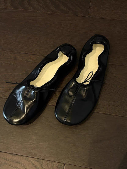 2026 Summer Women French Retro Super Soft Bow Foldable Flats, Egg Roll Ballet Shoes, Mary Jane Casual Shoes