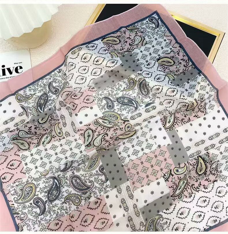 Korean-style Fresh And Delicate Floral Silk Scarf