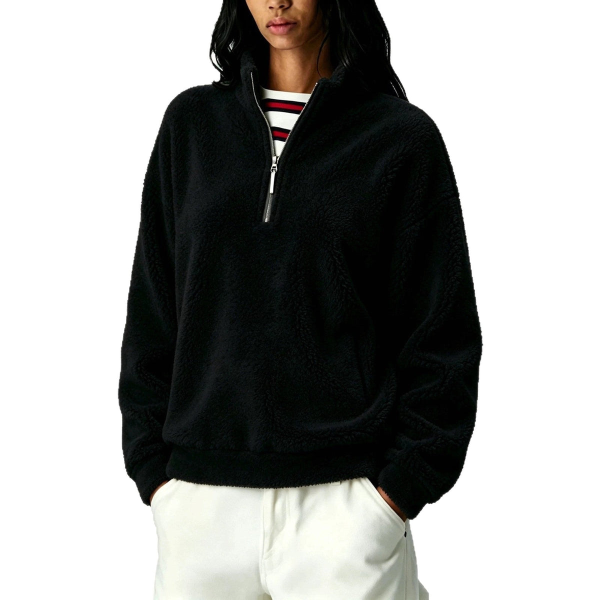 Solid-color Icelandic Fleece-lined Zip-up Hoodie