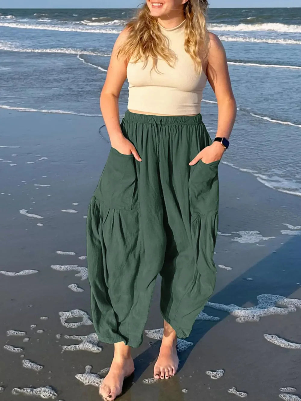 Full Size Drawstring Pants with Pockets Plus Size