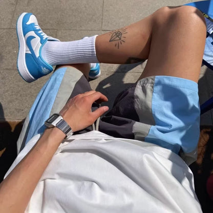 Retro Color-block Patchwork Lightweight Athletic Shorts