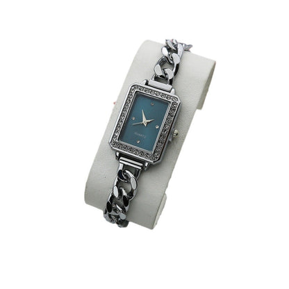 Rectangular Rhinestone Bracelet Watch Alloy Steel Band