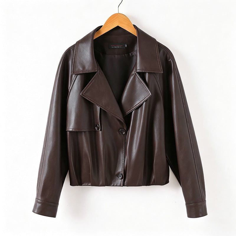 Korean-style Short Leather Jacket For Women