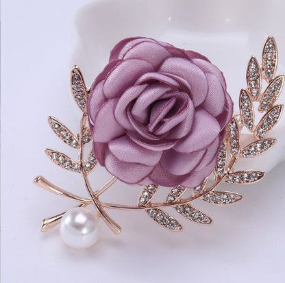 Fabric Flower Corsage Pin