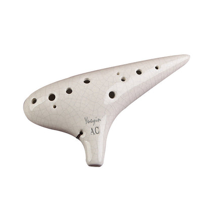 12 Hole Alto C White Crackle Ocarina