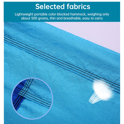 Light double nylon camping hammock with straps. Great for trips, beach, yard & garden.