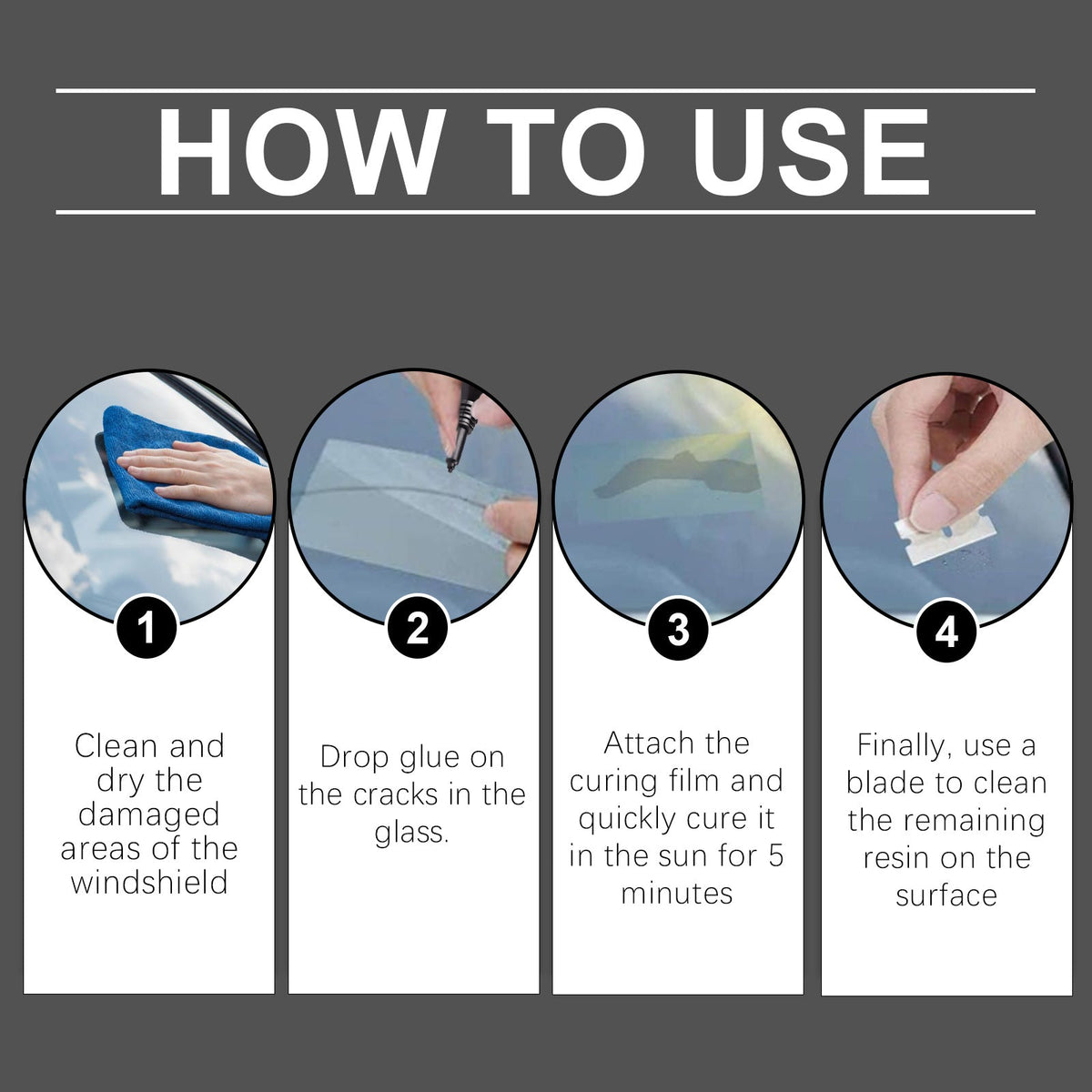 Car Windshield Repair Fluid Set, Car Front Windshield Repair Cracks Clear Vision