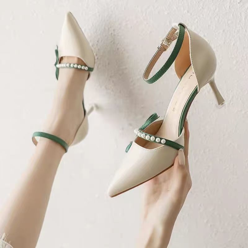 Women Summer 2026 New Comfortable Versatile One Strap Niche Pumps French Stiletto Bridesmaid Heels