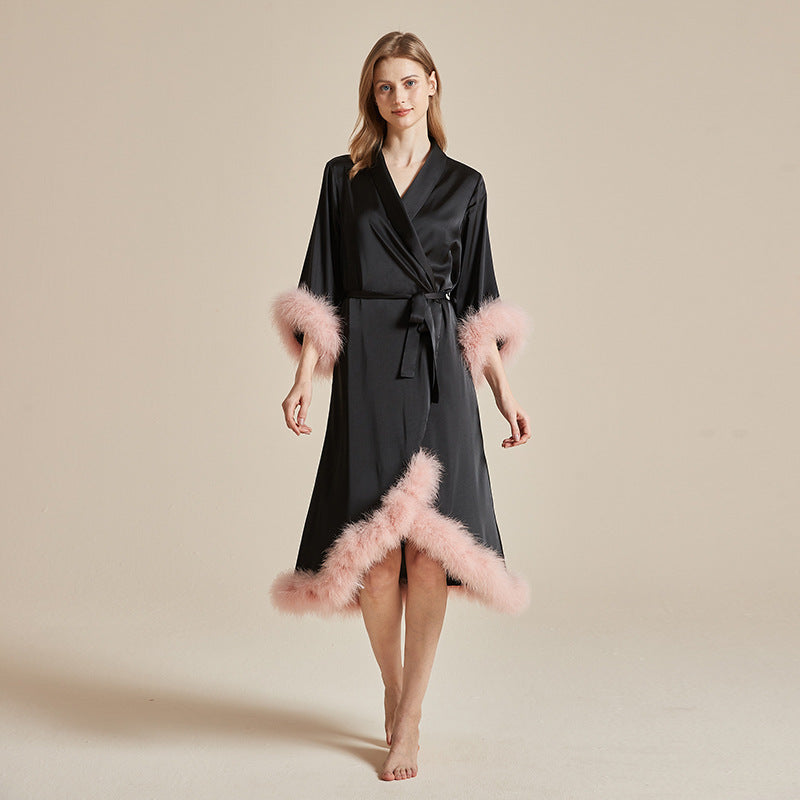 Long Feather Nightgown Womens Loungewear