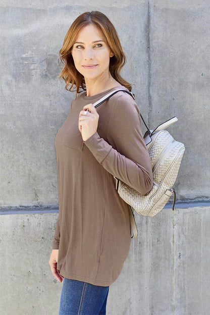 Basic Bae Full Size Round Neck Long Sleeve Top for Women