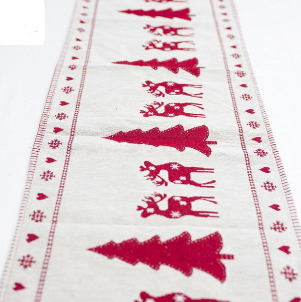 Christmas Elk Snowman Table Runner Decor