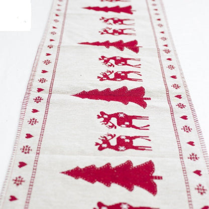 Christmas Elk Snowman Table Runner Decor