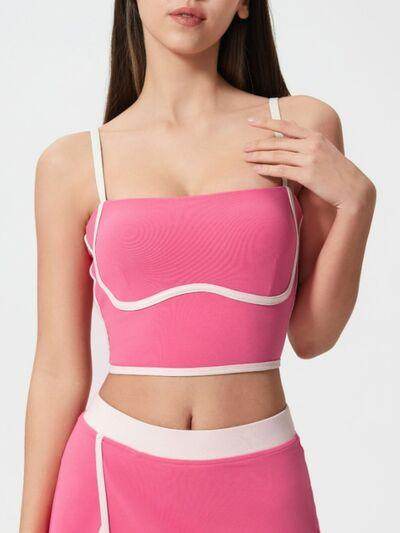Millennia Contrast Trim Square Neck Active Cami with Pads