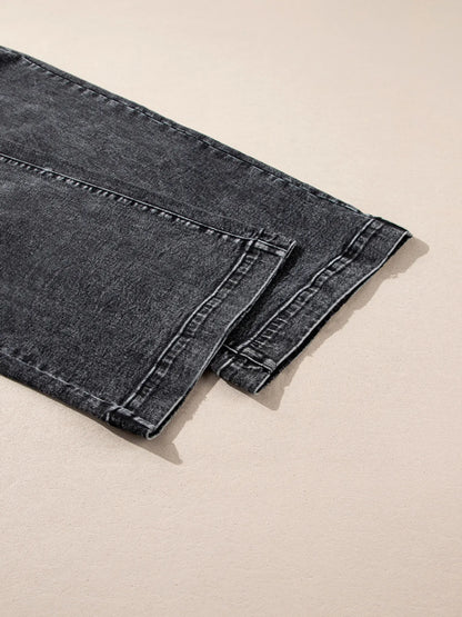 High-Waisted Wide Leg Washed Jeans