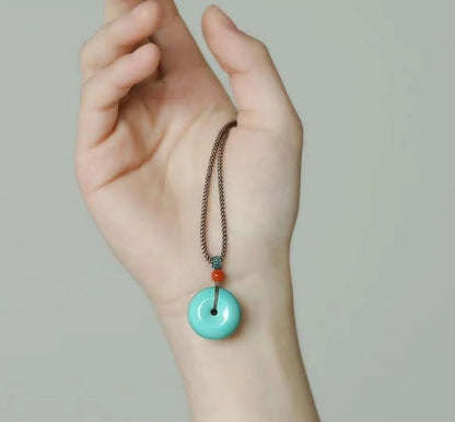 High Porcelain Turquoise Bread Ring Safety Buckle