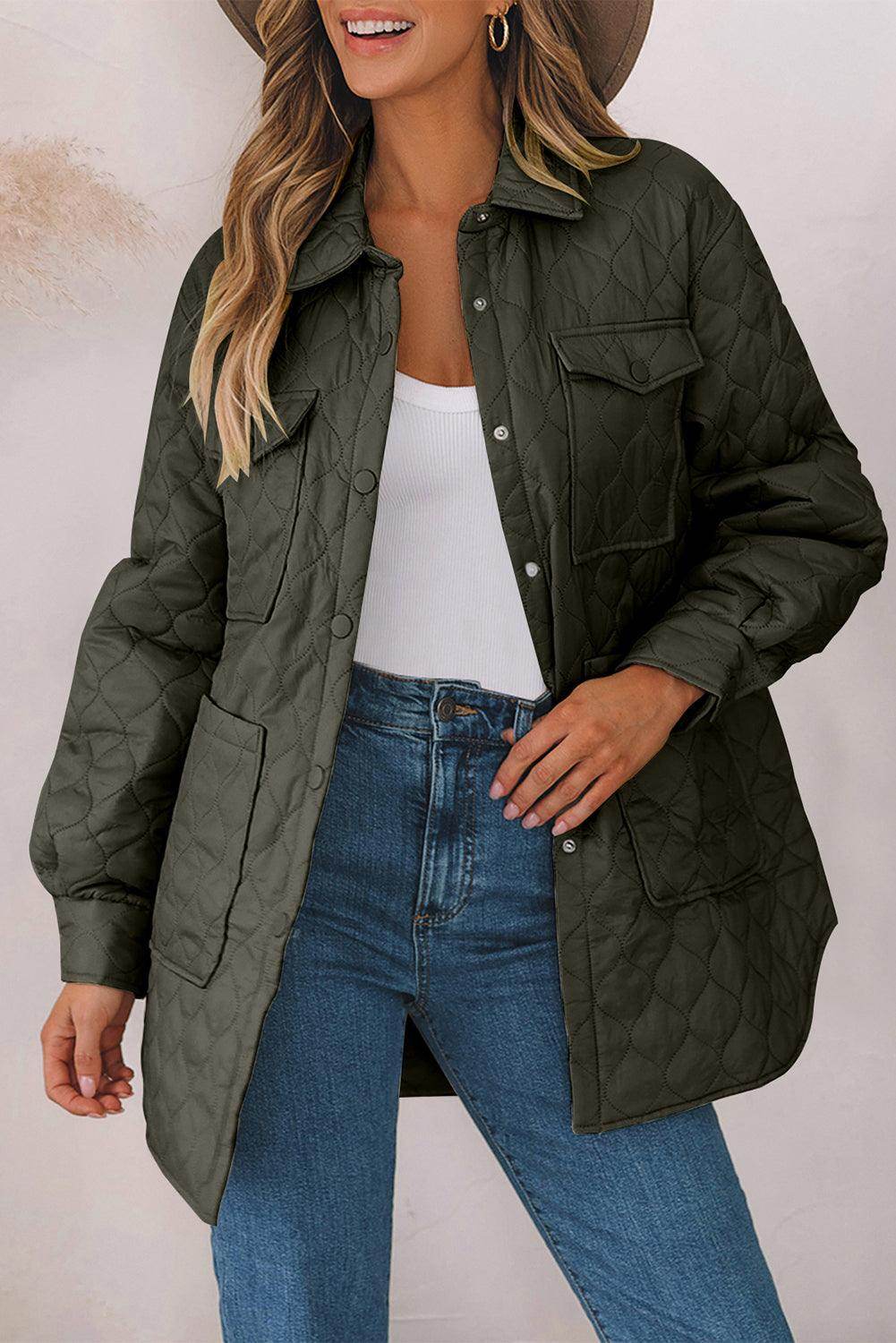 Snap Down Collared Winter Coat for Stylish Warmth