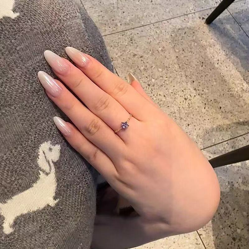 Purple Star Patterned Versatile Casual Roland Drawstring Thin Chain Niche Exquisite High End Ring