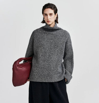 High-necked Chiffon All-wool Heavyweight Sweater