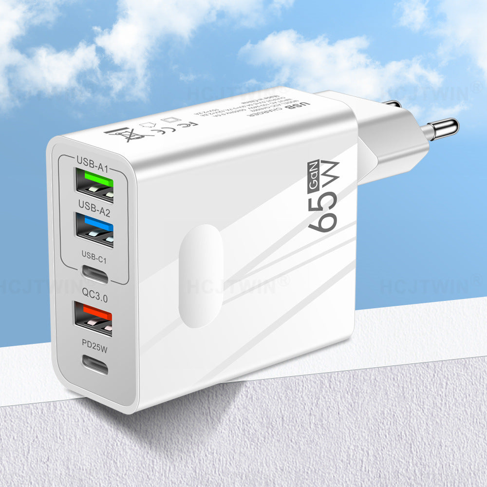 3.1A standard 65W fast charging mobile phone charger type-c PD+3USB multi port travel charging head