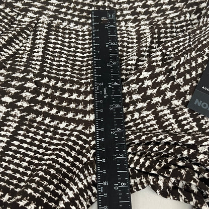 NORMA KAMALI High Waist Pleat Pant Women's Sz XL/38 Chocolate Glenn Plaid Tweed