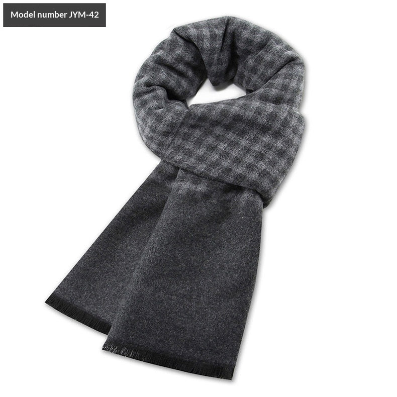 Mens Wool-Blend Plaid Scarf Winter Warmth & Extra Thickness