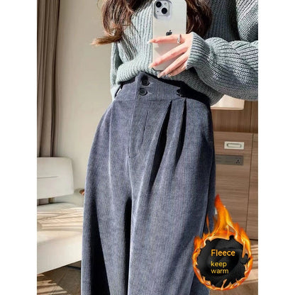 Chenille Fleece Wide-leg Pants Women