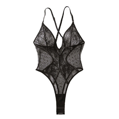 Shoulder Strap See-through Lace Jumpsuit For Women