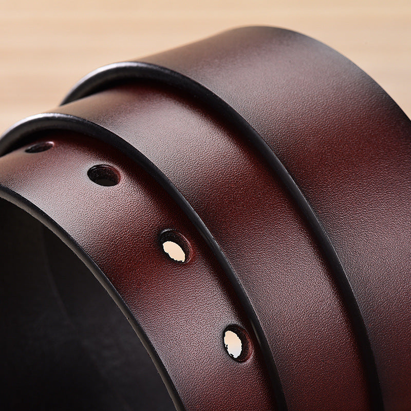 Factory Direct Sales Men's Pin Buckle Belt Casual Versatile Cowhide Men's Belt Genuine Leather Belt Men's Embossed Logo