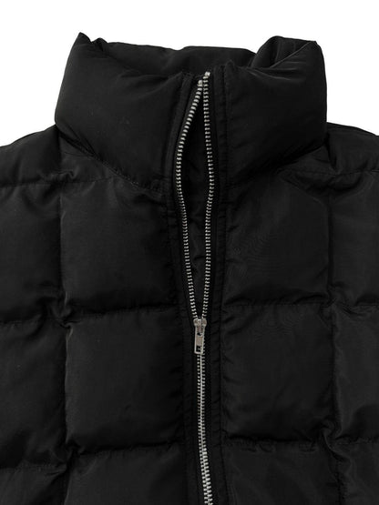 Pocketed Plaid Quilted Zip Up Winter Coat for Women