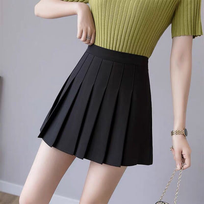 Pleated Skirt Solid Color High Waist Skirt For Women Summer