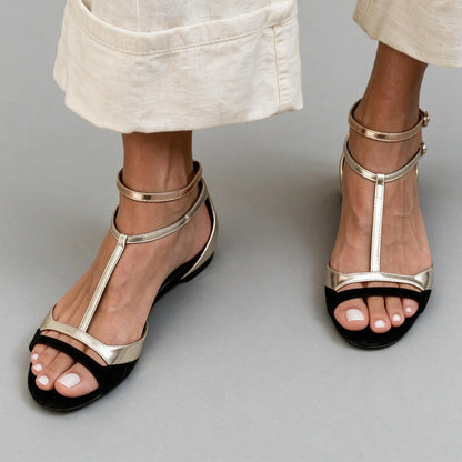 Womens One-strap Open-toe Peep-toe Versatile Flat Summer Sandals