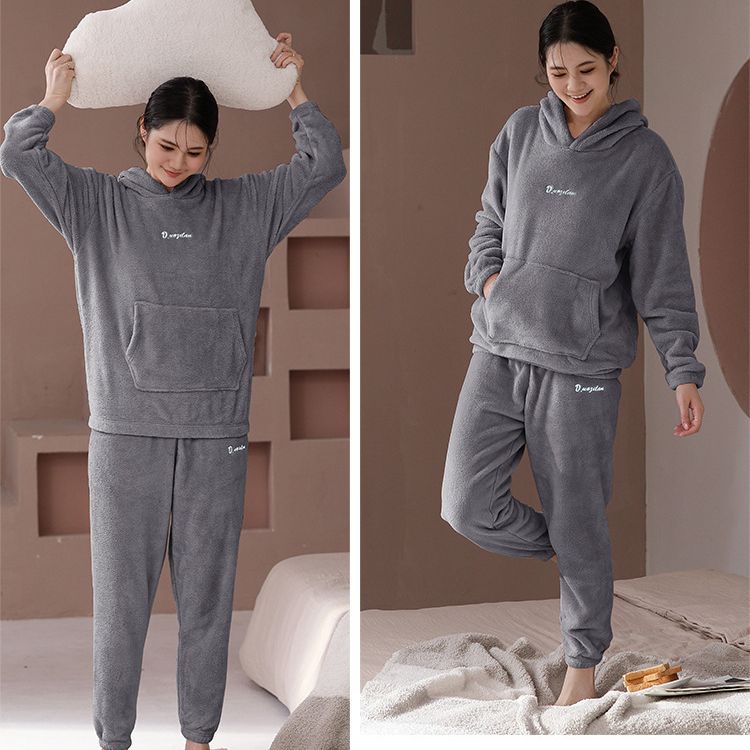 Women's Fleece-lined Extra-thick Top And Pants Set
