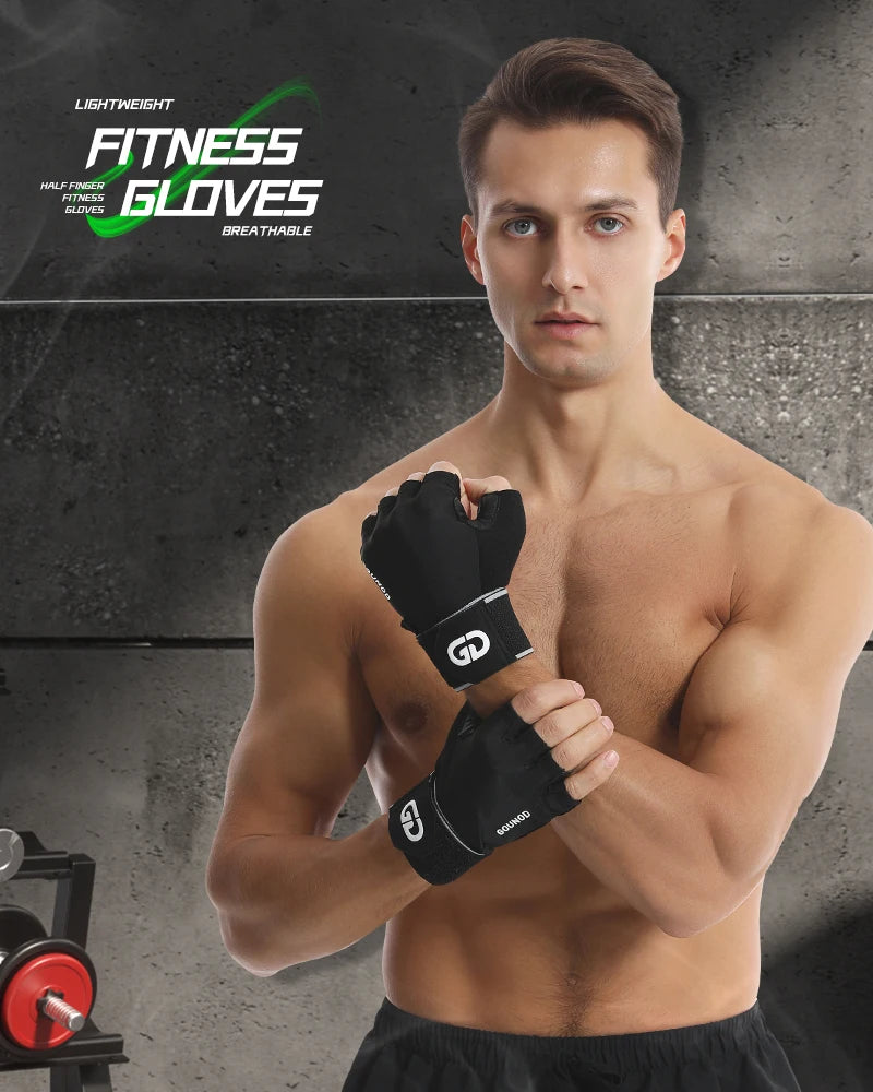 Fitness gloves with microfiber anti slip and wear-resistant design half finger gloves with straps ﻿