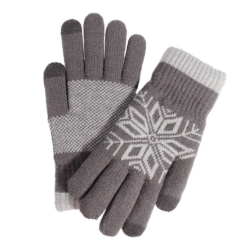 Christmas Double-Layer Touchscreen Gloves, Knitted For Outdoor Winter Warmth