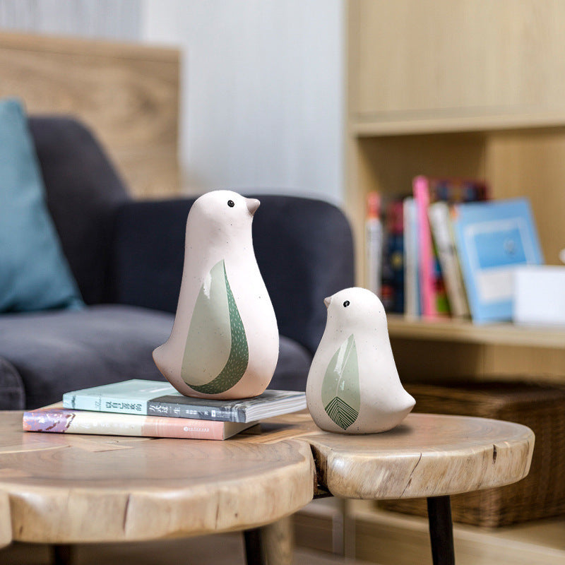 Home decoration small accessories Nordic creative cute ceramic bird ornaments Home living room Wine cabinet Room decoration