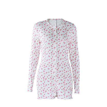 Hemstitched Print Ruffle One-piece Bodysuit