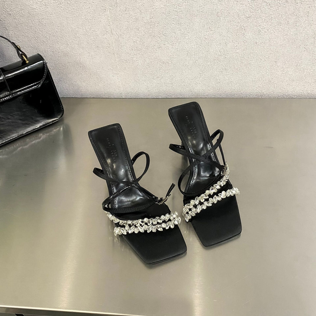 Womens Rhinestone-strapped Stiletto Sandals