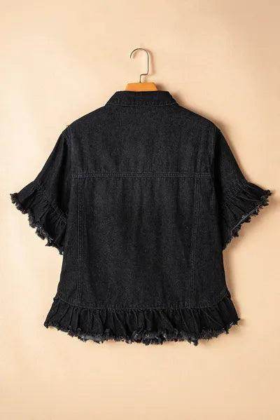 Raw Hem Button Up Denim Top for Chic Everyday Style