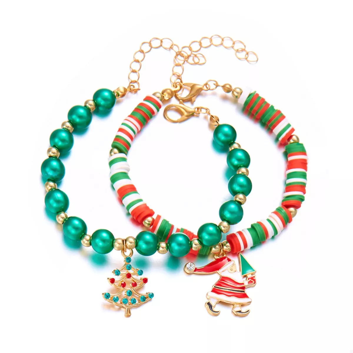 Christmas Beaded Charm Bracelet