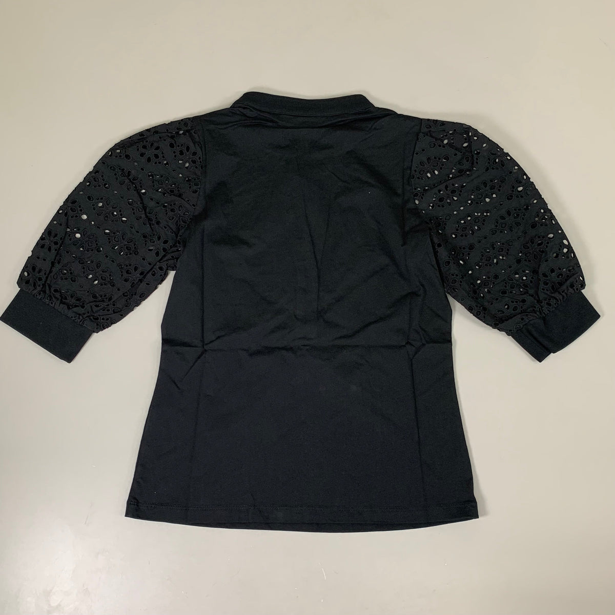 VERONICA BEARD Jeans Women's Coralee Top Lace Sleeves Sz-S Black J2406JY0330831