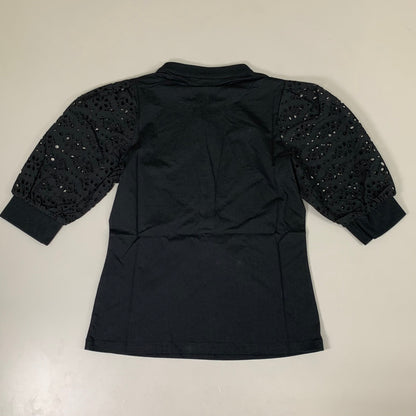 VERONICA BEARD Jeans Women's Coralee Top Lace Sleeves Sz-S Black J2406JY0330831